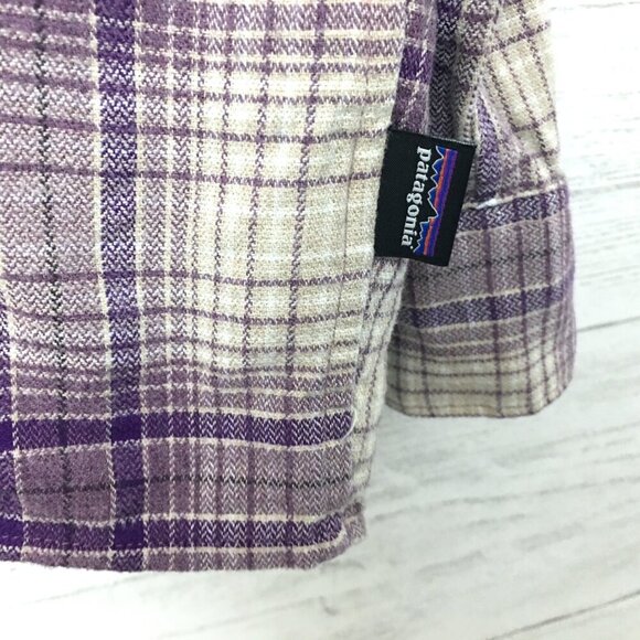 Patagonia Women's Purple Plaid Shirt Driving Song Button Up Back Pleat Small - Picture 7 of 10